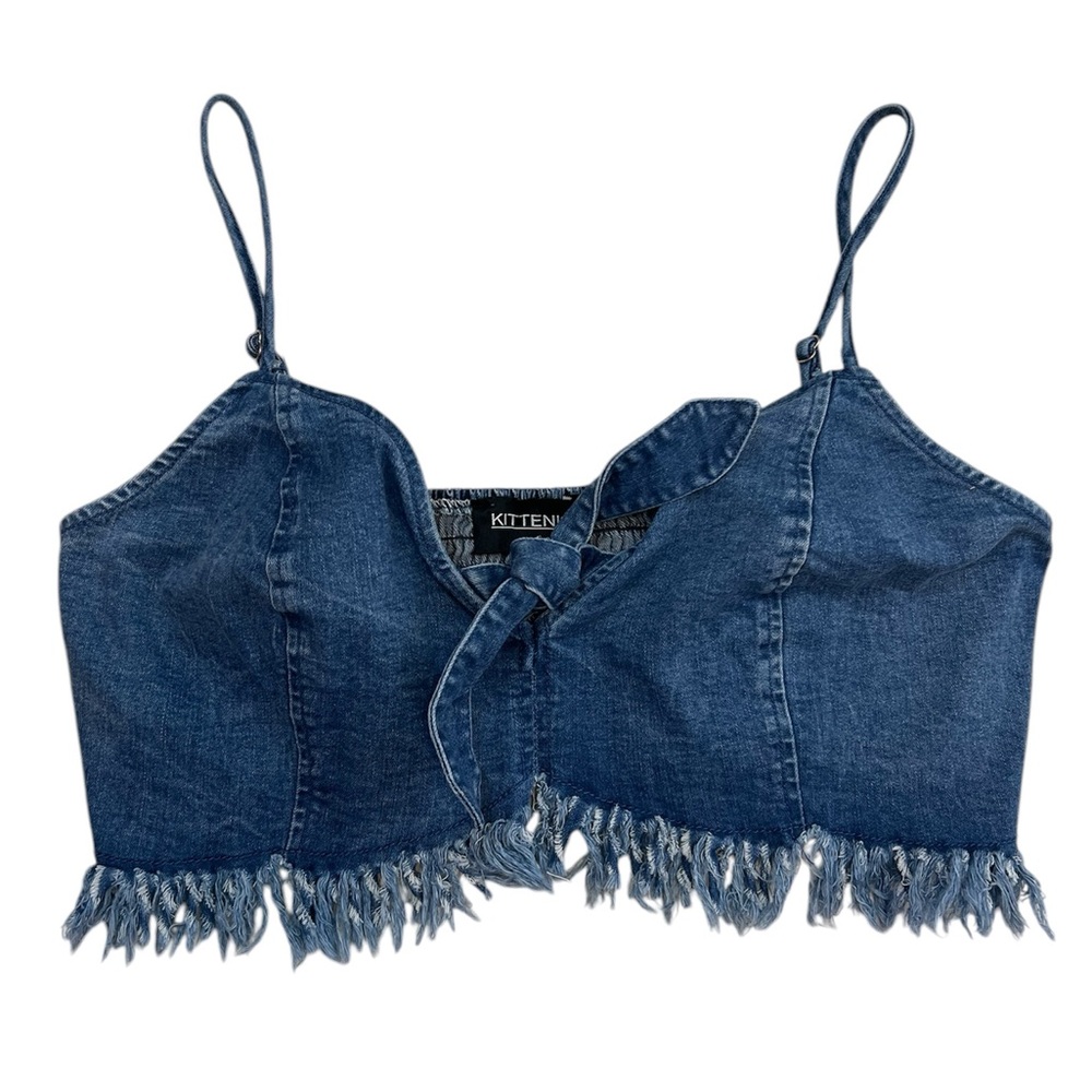 Kittenish denim crop top